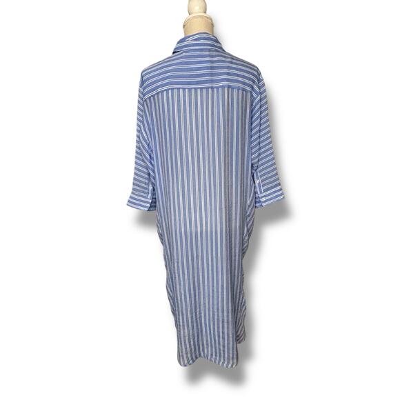NWT Marissa Olivia Blue with White Stripe Oversized Shirt Dress Size Small - Picture 3 of 7